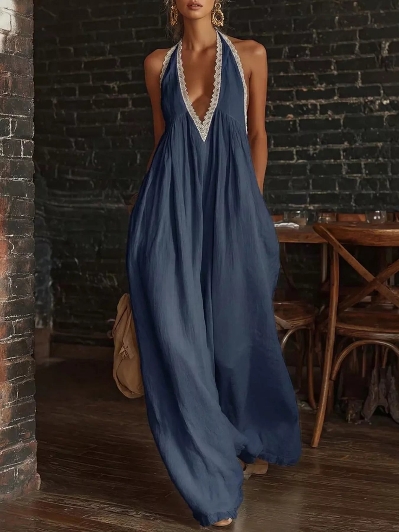 Trendsi Full Size Lace Trim Wide-Leg Jumpsuit Plus Size -