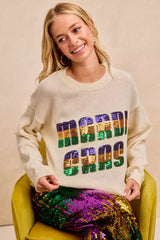 Trendsi BiBi Mardi Gras Sequin Lattering Knit Top -