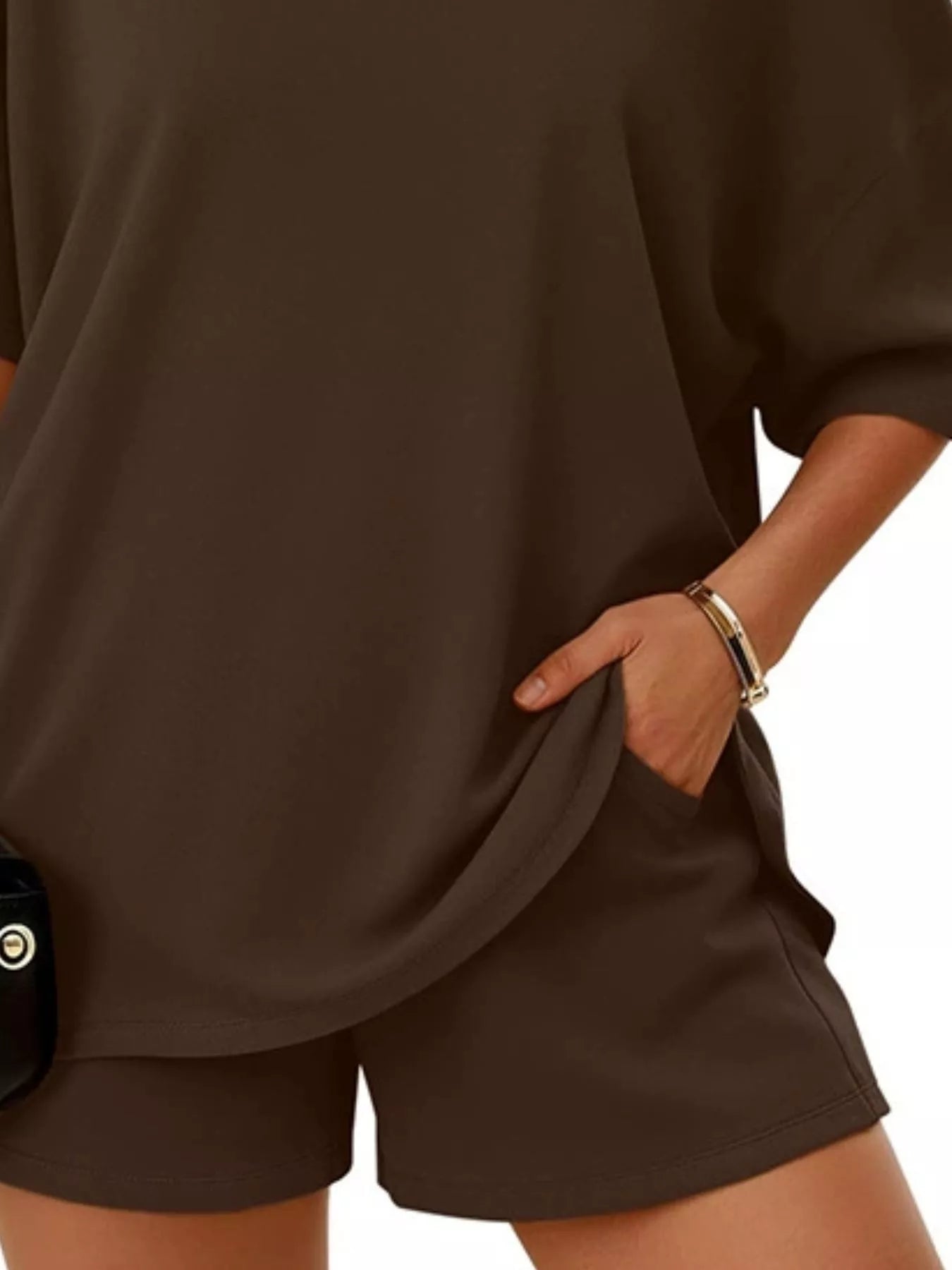 Trendsi One-Shoulder Short Sleeve Top and Shorts Set -