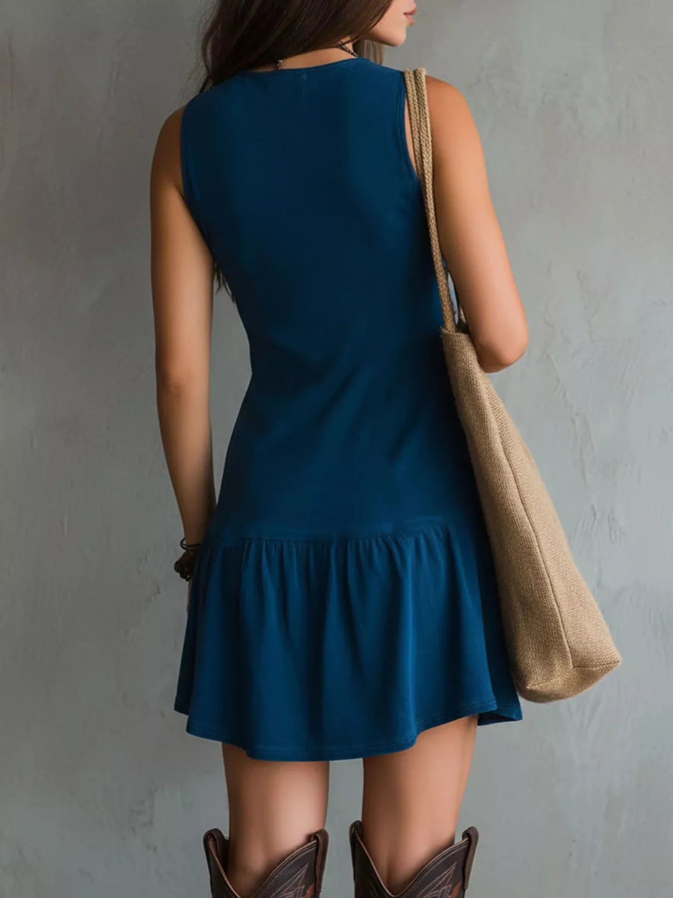 Trendsi Full Size Sleeveless V-Neck Mini Dress Plus Size -