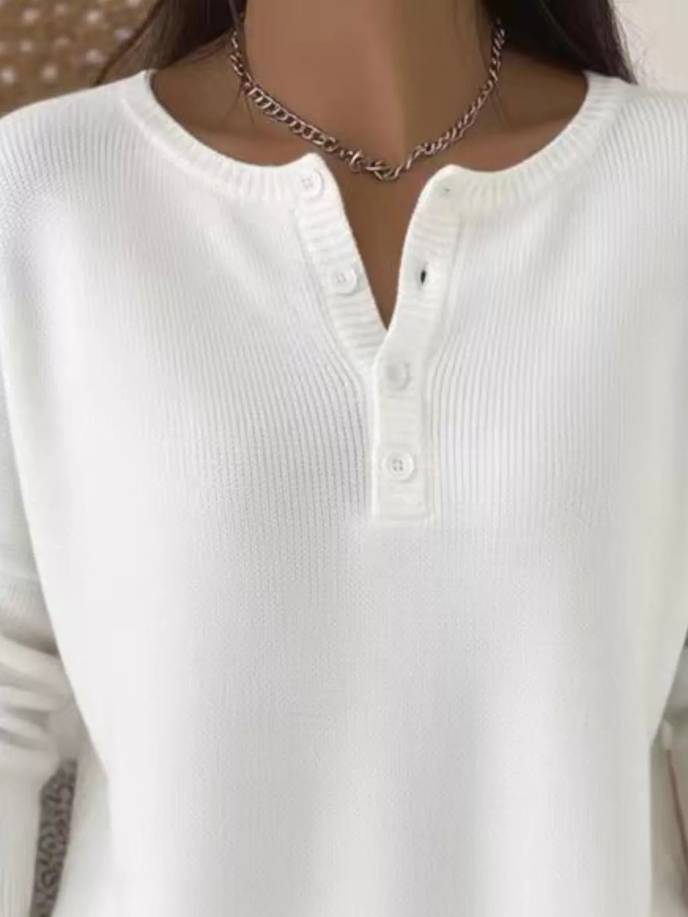 Trendsi Full Size Button Detail Ribbed Knit Sweater Plus Size -