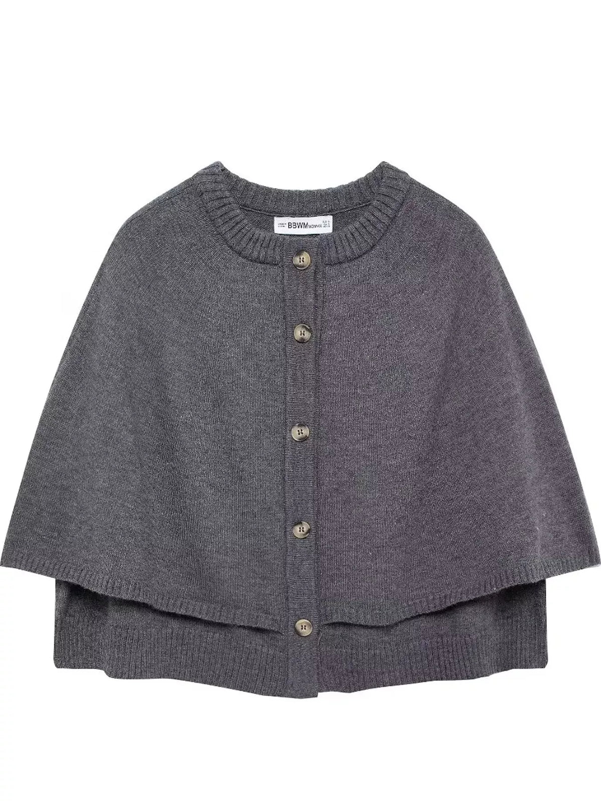 Button-Front Knit Cape Cardigan — garment front
