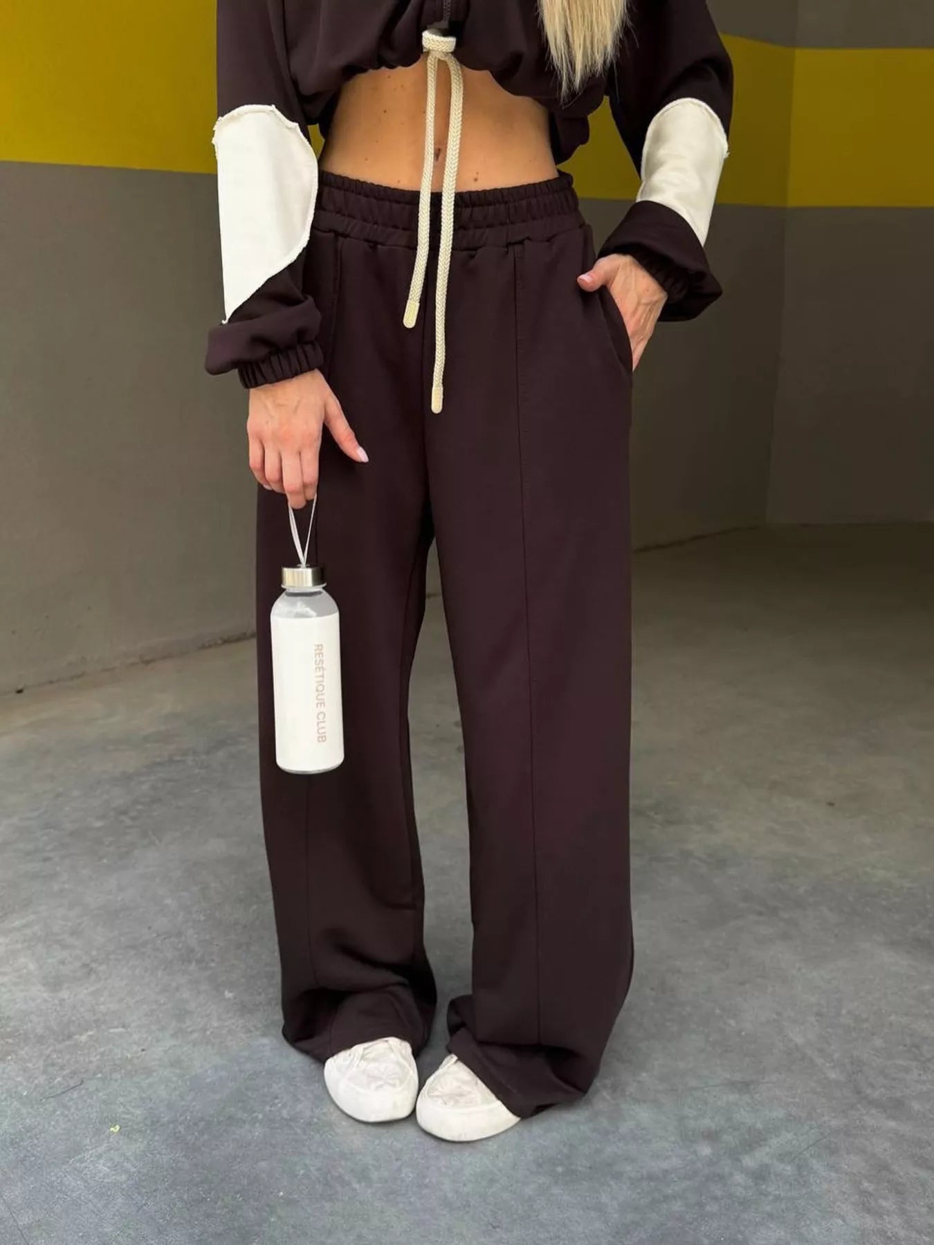 Trendsi Zip Up Hoodie and Wide-Leg Pants Set -