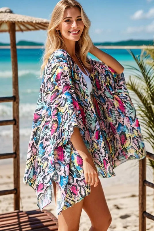 Trendsi Heimish Full Size Multi Color Snake Open Cardigan Plus Size -