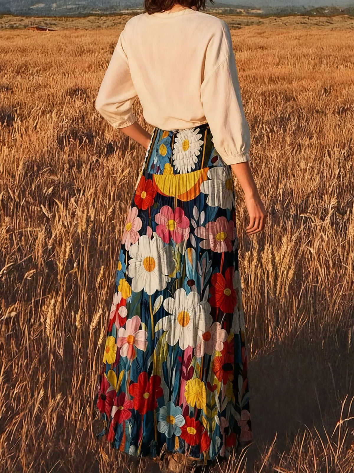Trendsi Floral Print High-Waisted Maxi Skirt -