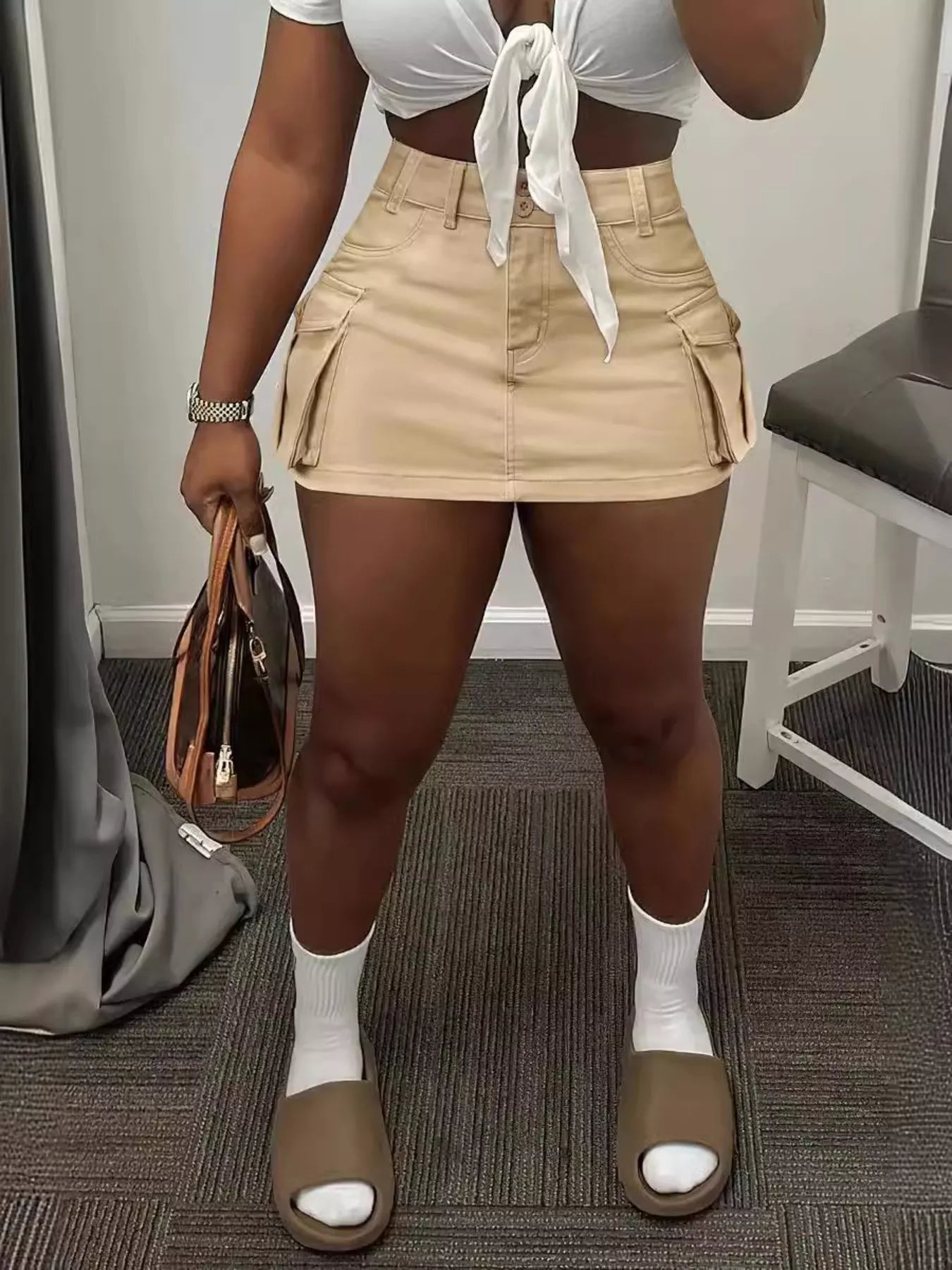 Trendsi Cargo Pocket Mini Skirt -
