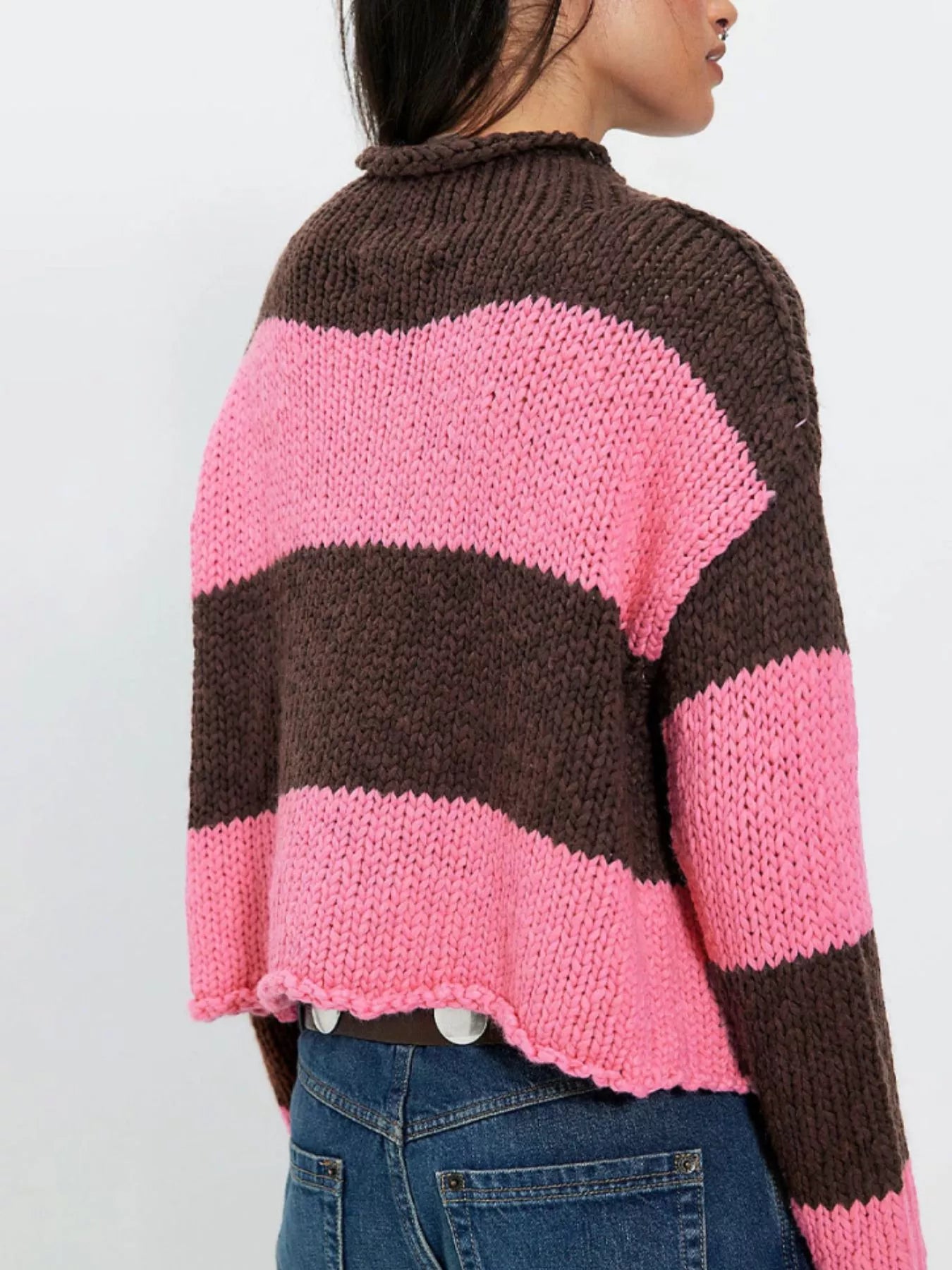 Trendsi Chunky Knit Striped Sweater -