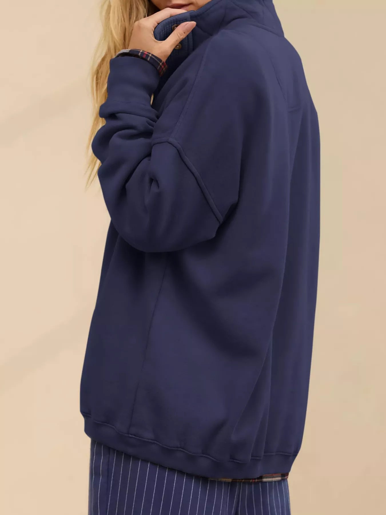 Trendsi Half Snap Dropped Shoulder Sweatshirt -