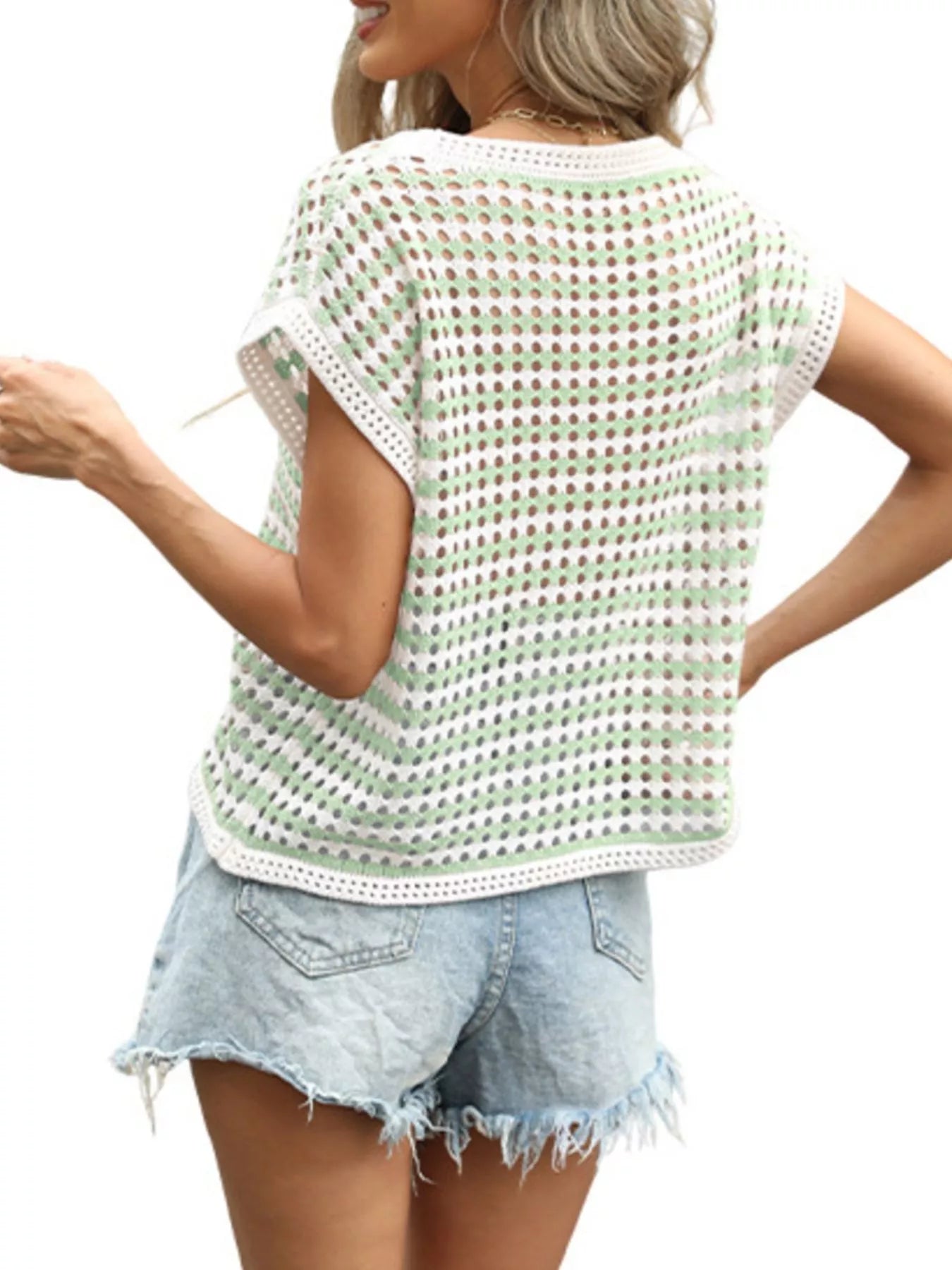 Trendsi Striped Hollow Out Knit Top -