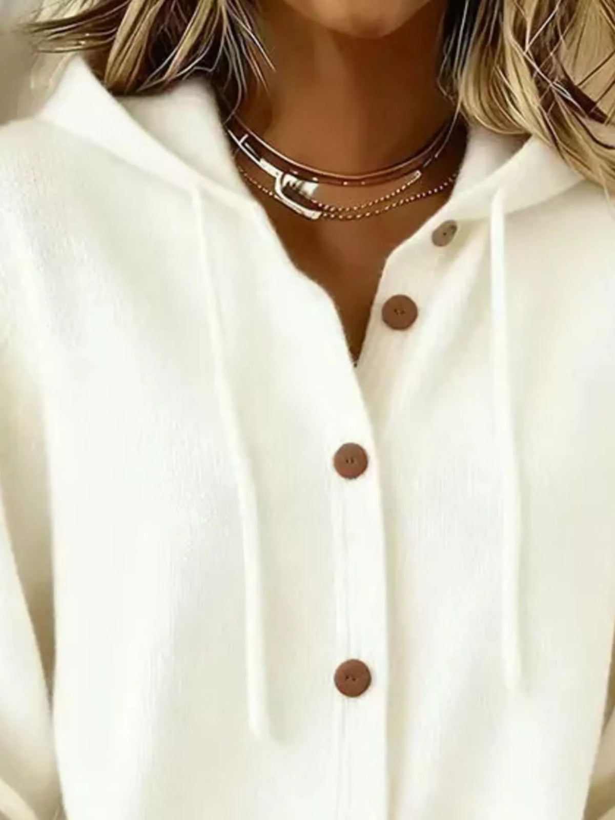 Trendsi Full Size Hooded Button-Down Knit Cardigan Plus Size -