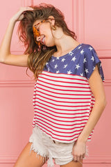 Trendsi BiBi Star Rpinted with Stripe Combo Top - Shirts