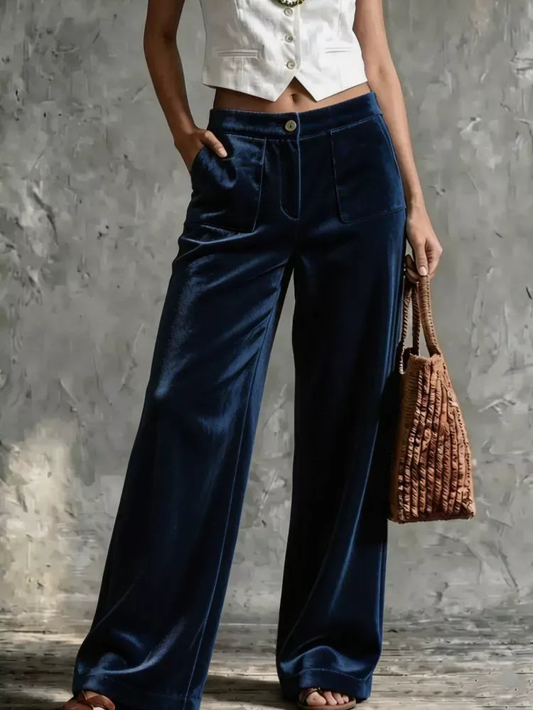 Trendsi Full Size Velvet Wide-Leg Pants Plus Size -