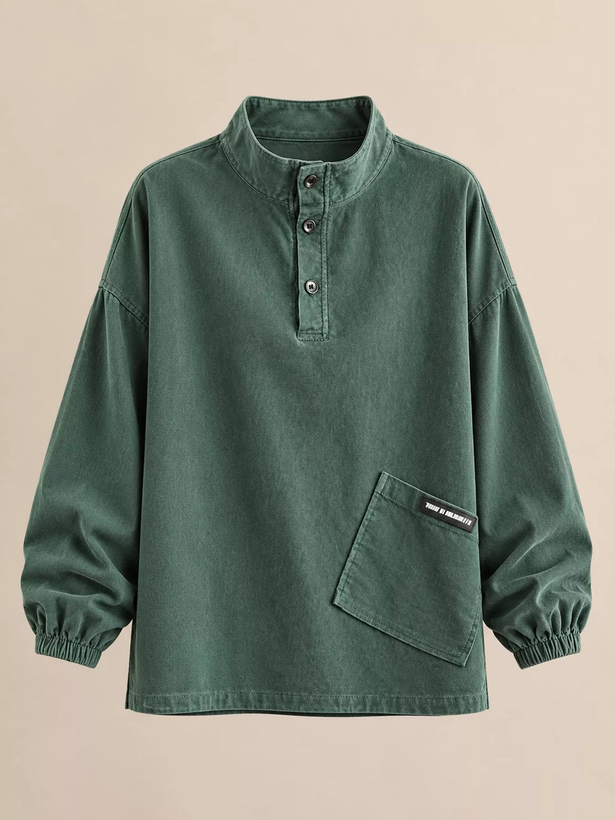 Green-New Arrival-Spring And Fall button detail dropped shoulder sweatshirt