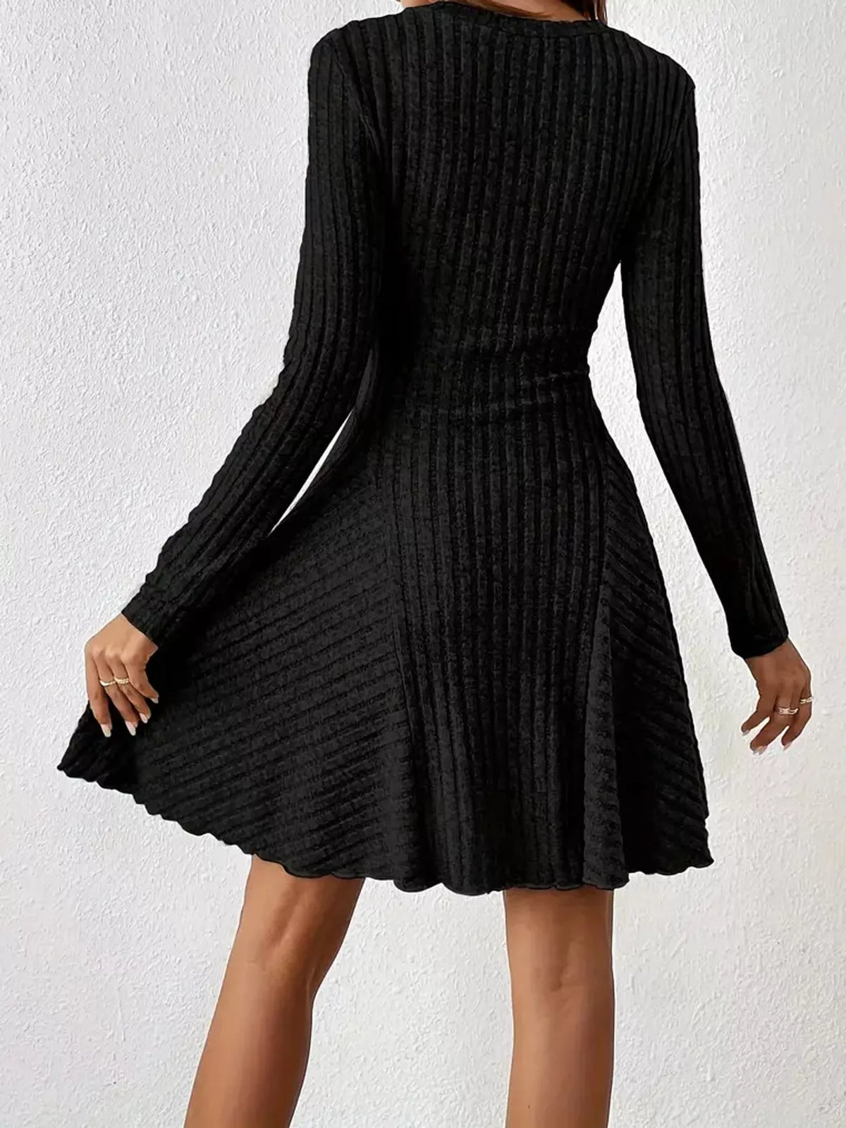 Ribbed mini dress, black back