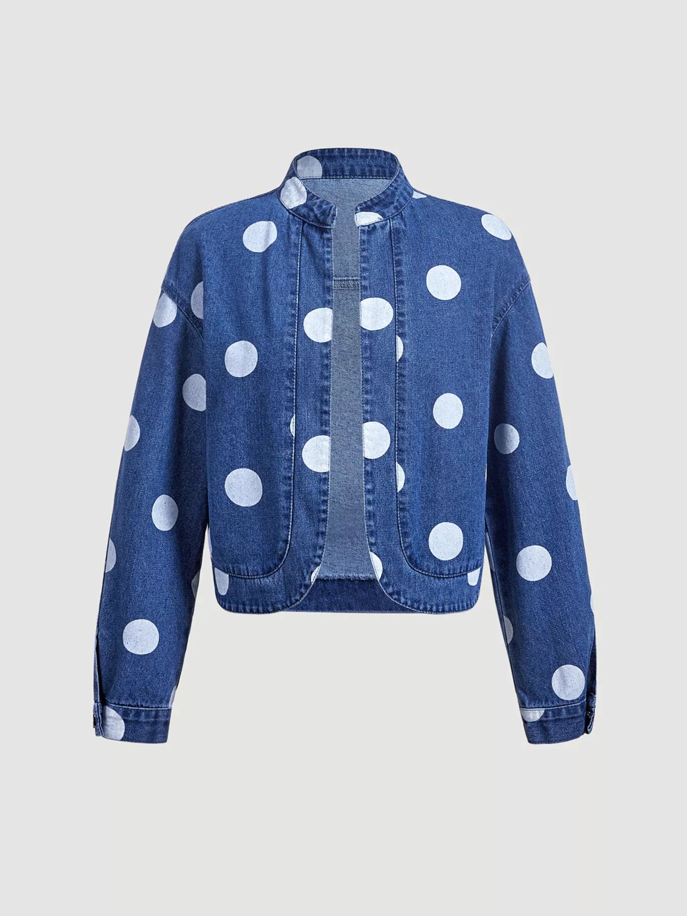 Trendsi Polka Dot Cropped Denim Jacket -