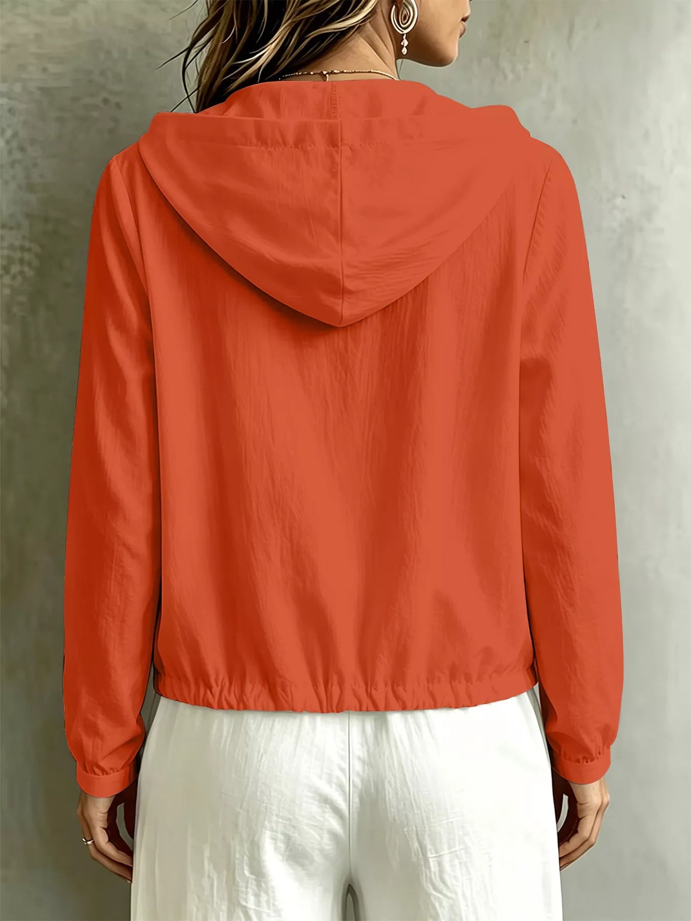 Trendsi Button Detail Long Sleeve Hooded Blouse -
