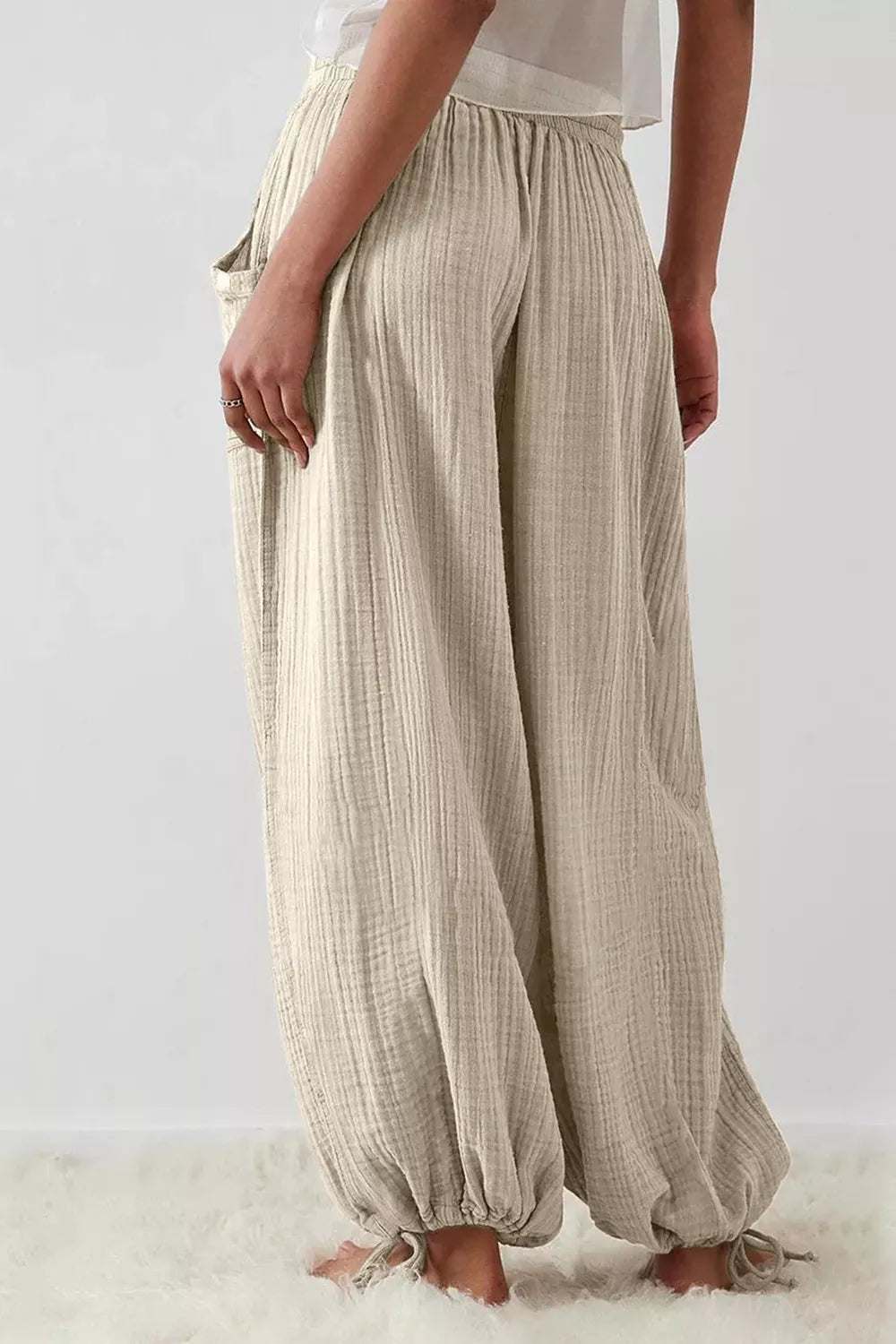 Trendsi Loose Fit Gauze Pants with Drawstring Waist -