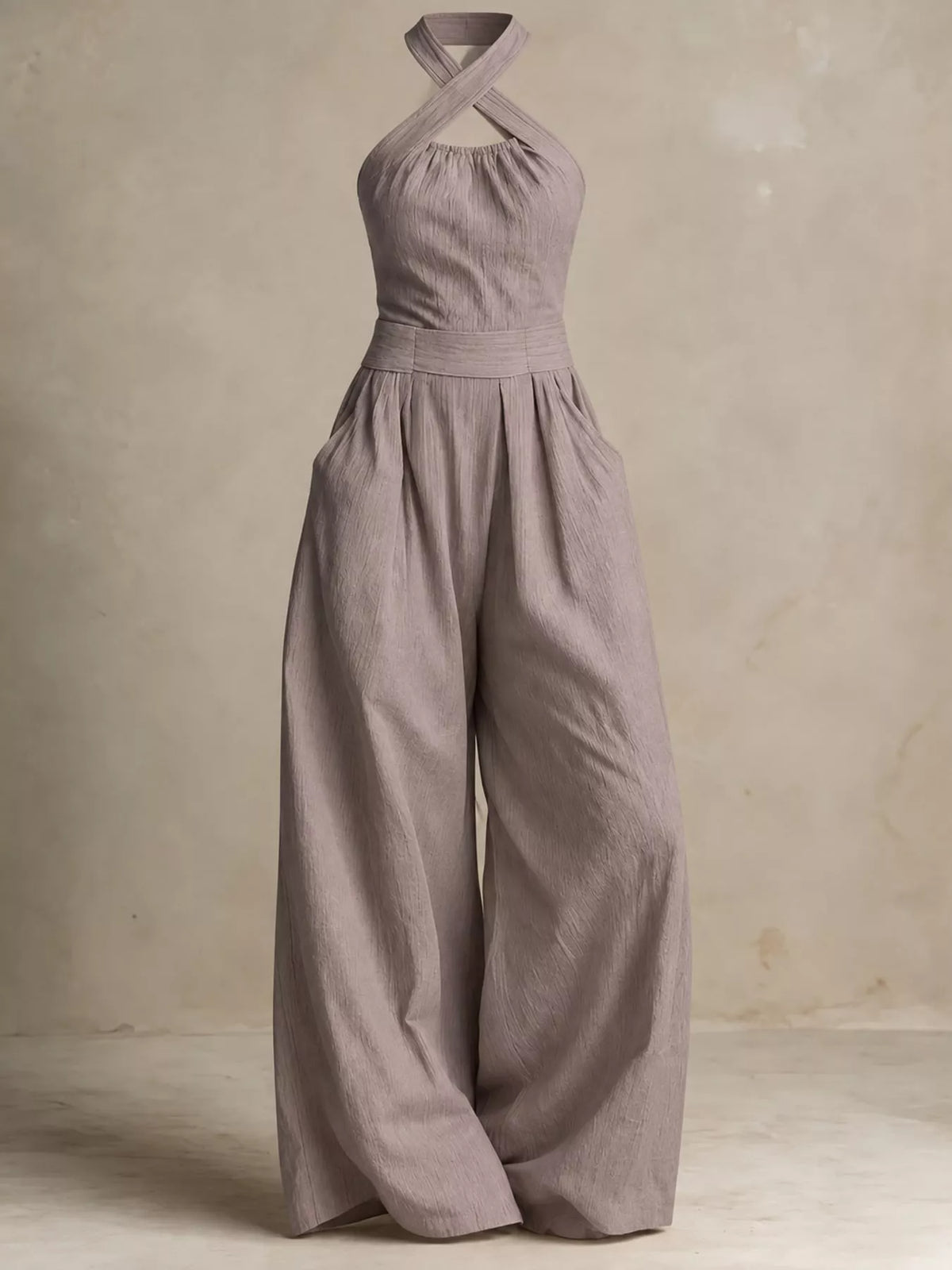Wide-leg jumpsuit, gray flat lay