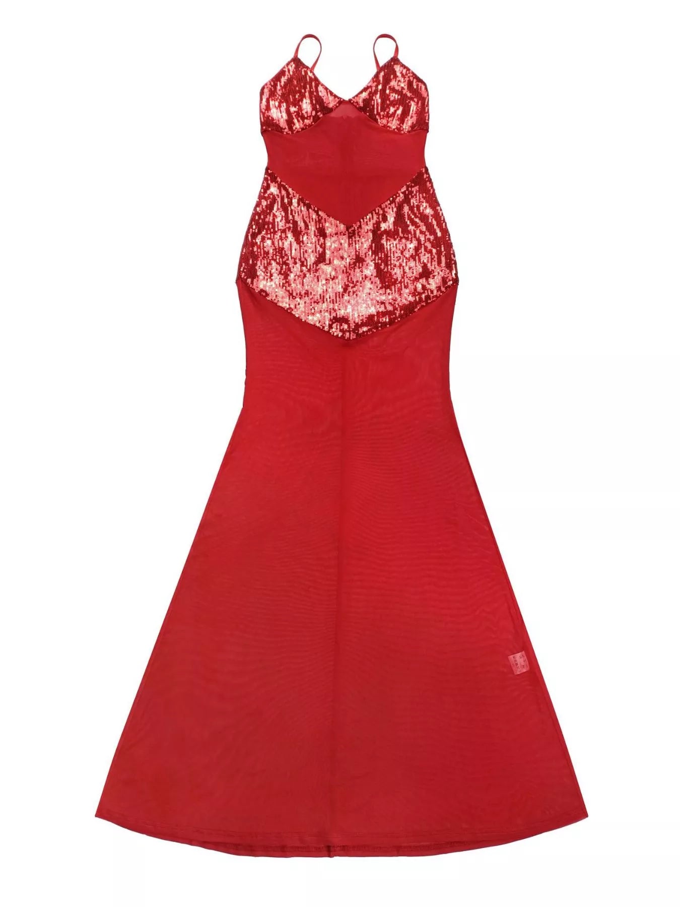 Trendsi Sequin V-Neck Sheer Mesh Maxi Dress -