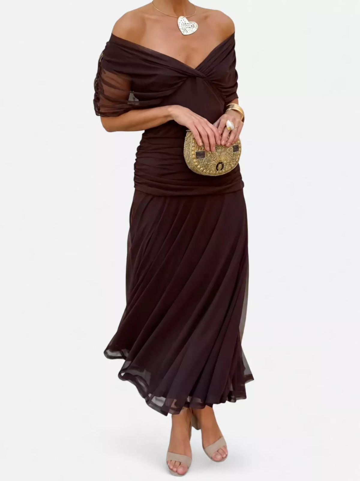 Dark Brown ruched dress