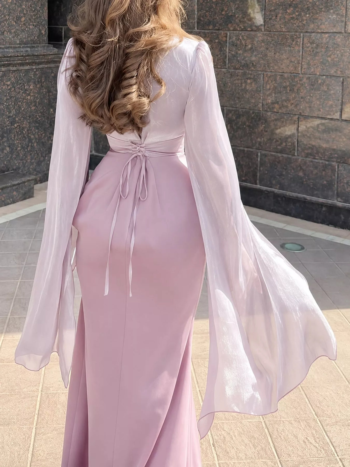 Round Neck Maxi Dress — back view