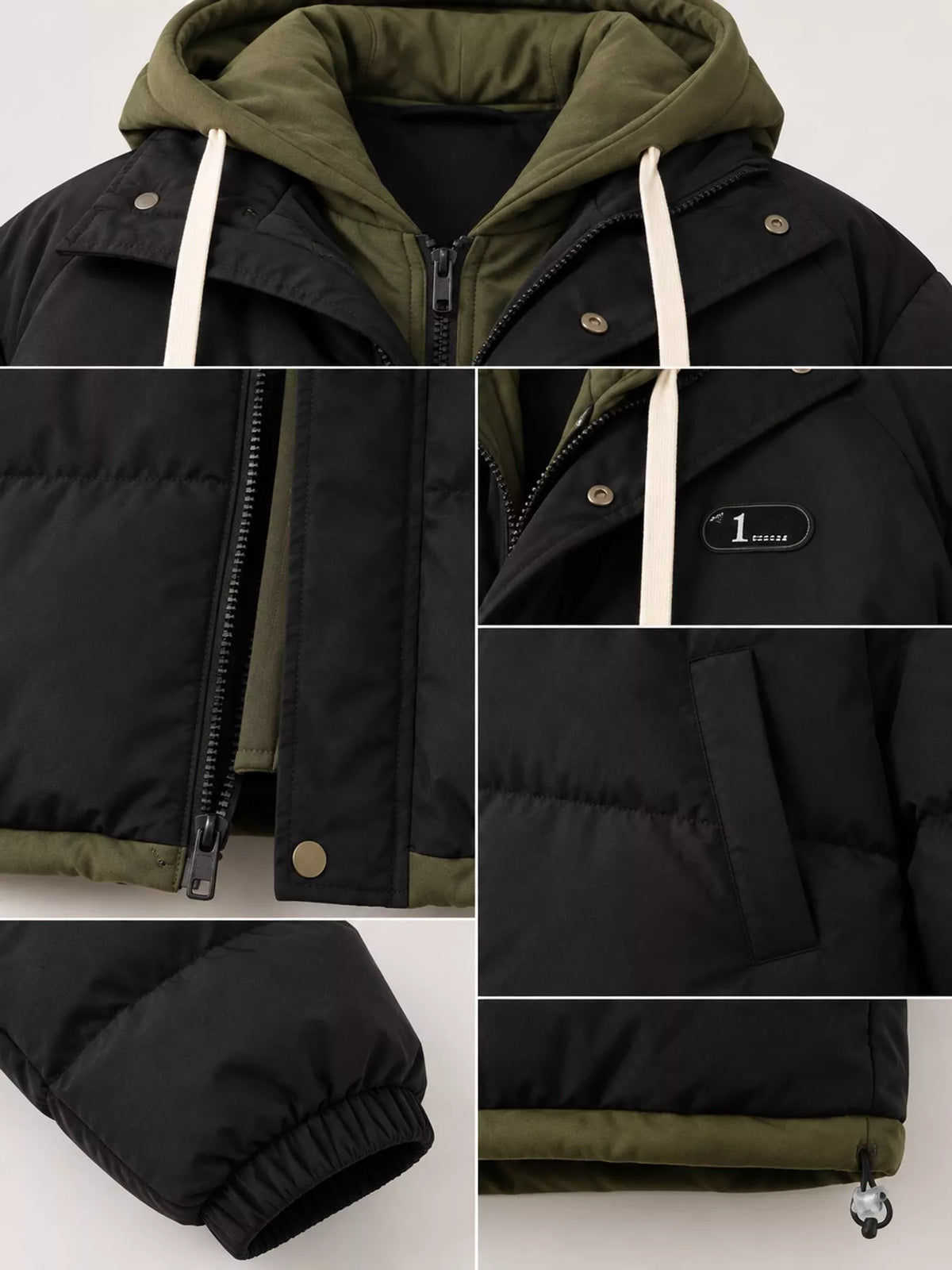Zip-Up Hooded Puffer Jacket — garment construction details