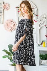 Trendsi Heimish Full Size Short Sleeve Off Shoulder Animal Mini Dress Plus Size -