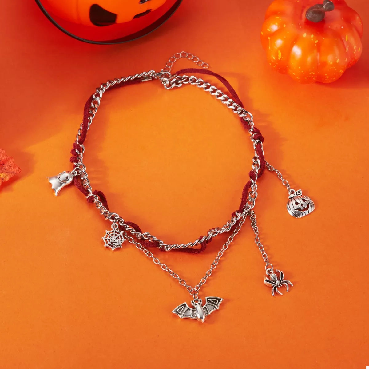 Trendsi Halloween Double Layered Pendant Necklace -