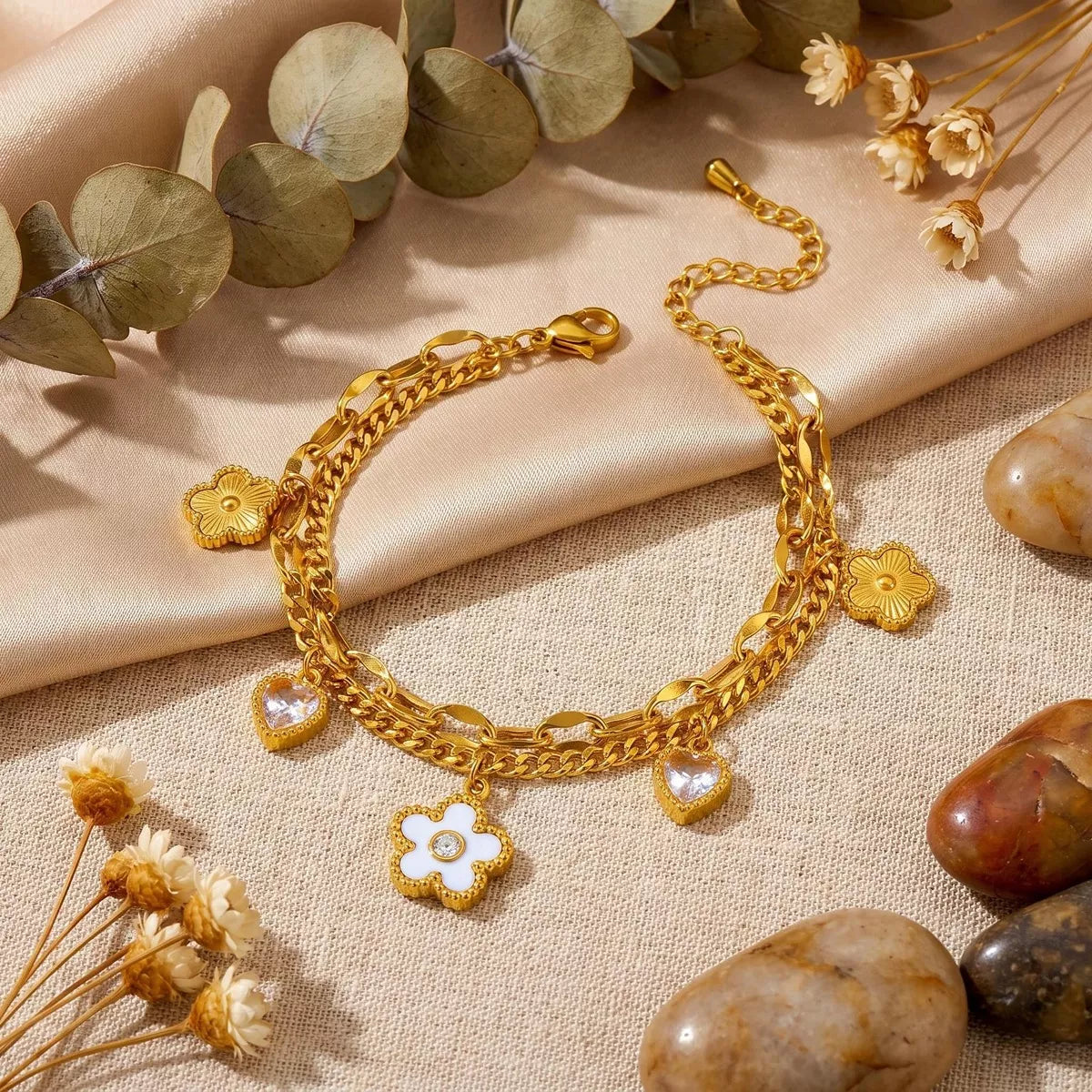 Double Layered Charm Bracelet, product view