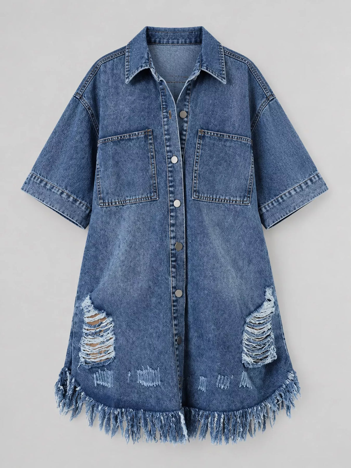 Denim dress, blue flat lay
