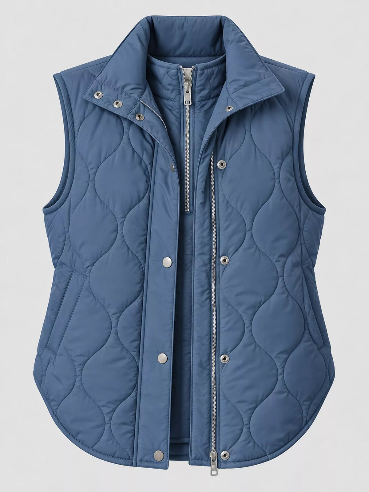 Quilted Snap-Front Vest — garment front