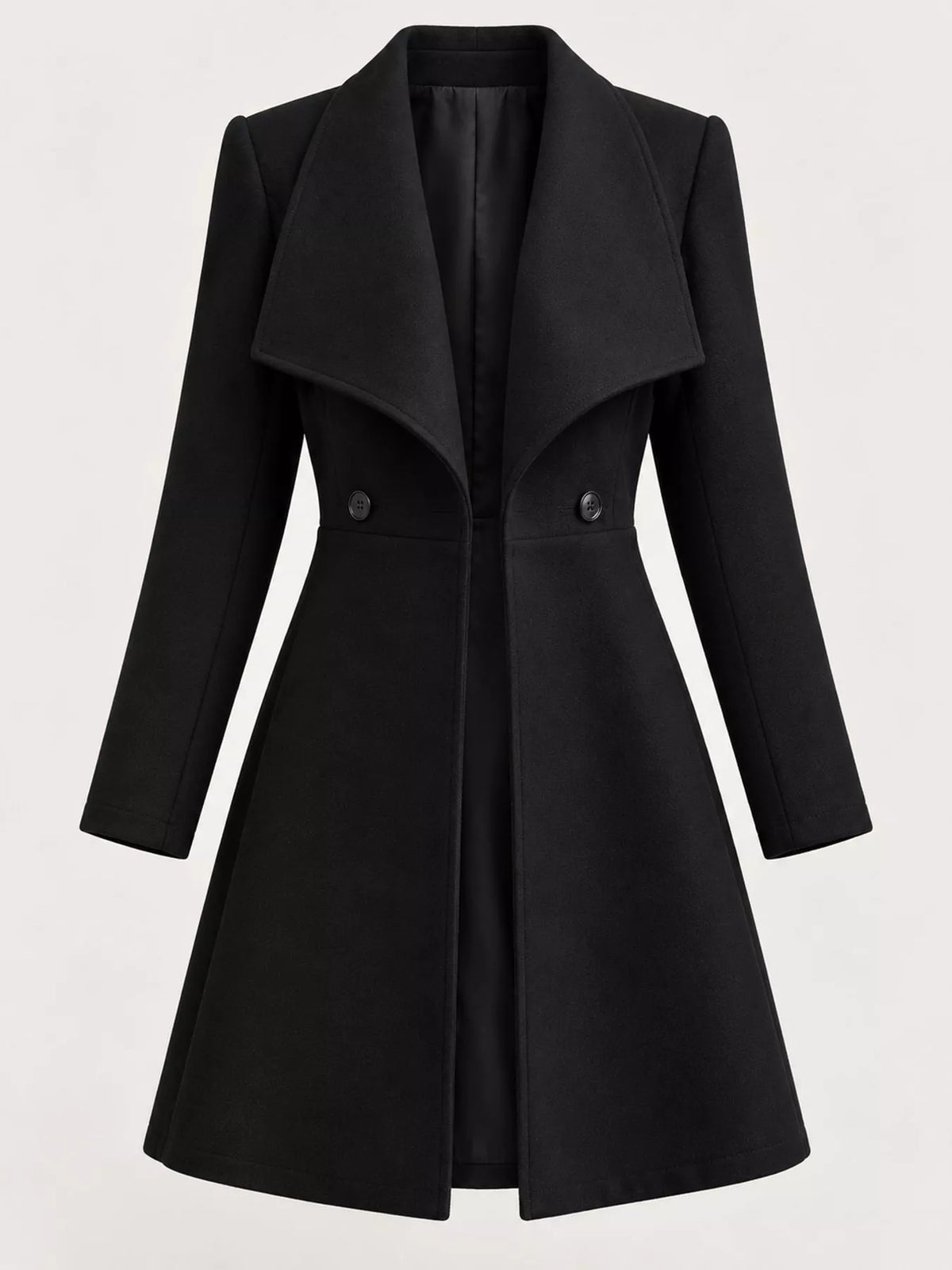 Black double-breasted slim-fit coat