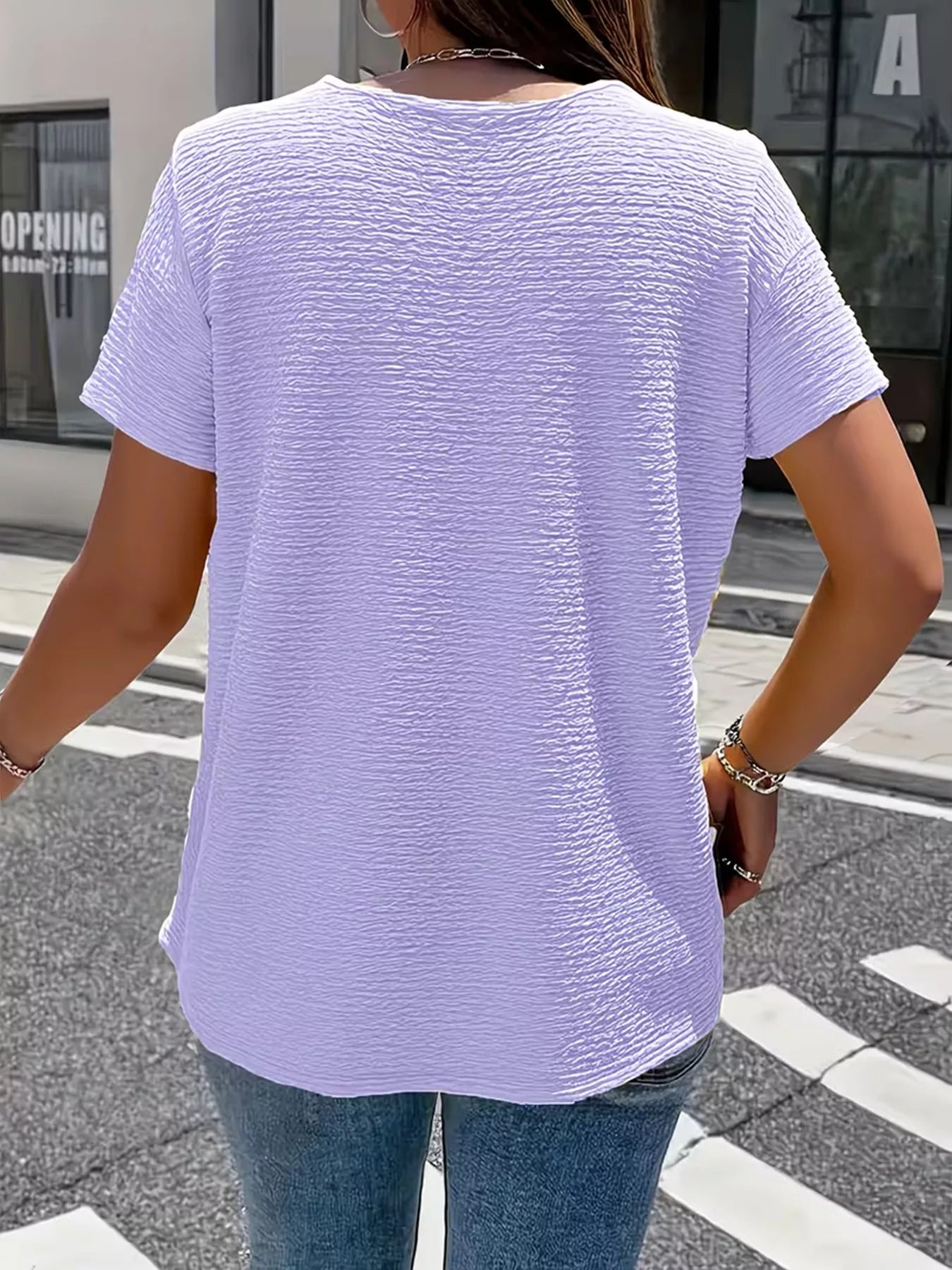 Trendsi Textured Short Sleeve Top -