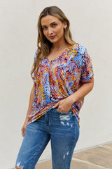 Trendsi Be Stage Full Size Printed Dolman Flowy Top -
