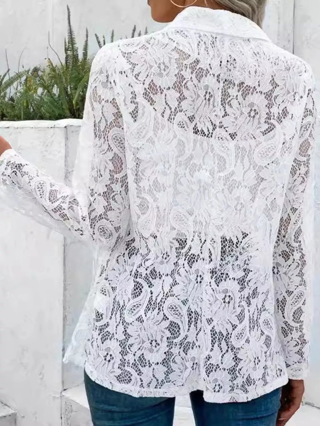 Trendsi Lace Open-Front Outerwear -