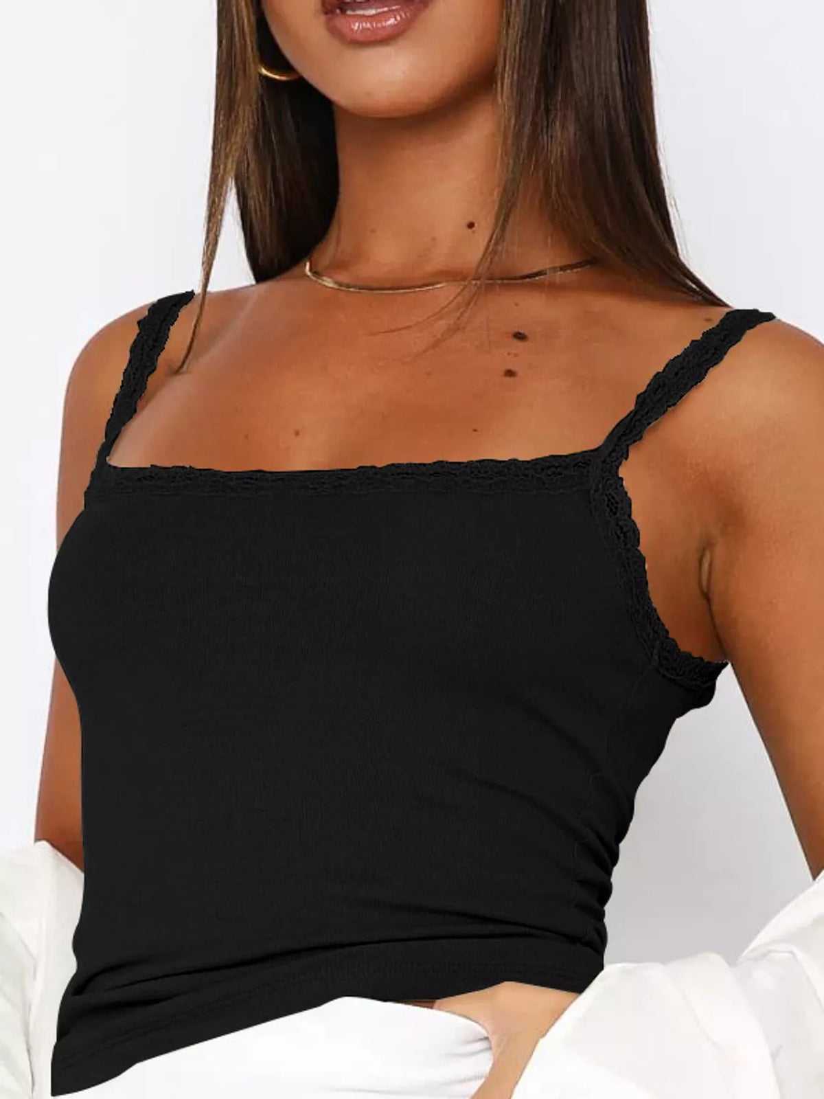 Lace camisole, black front