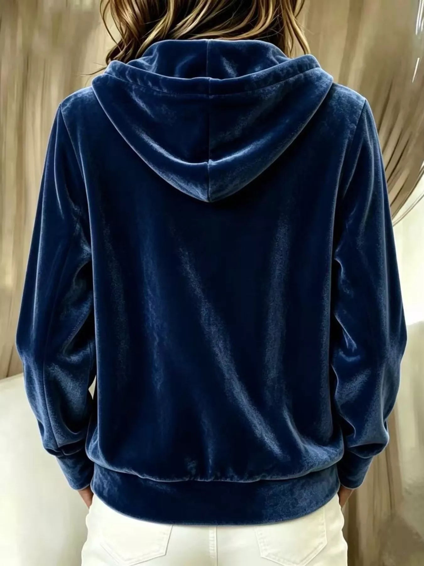 Trendsi Full Size Velvet Button-Down Hooded Outerwear Plus Size -