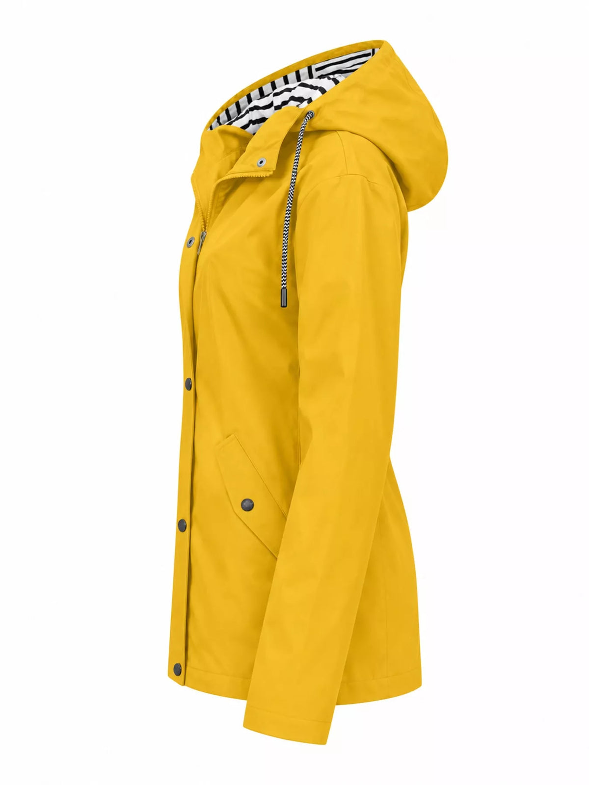 Yellow drawstring hooded jacket