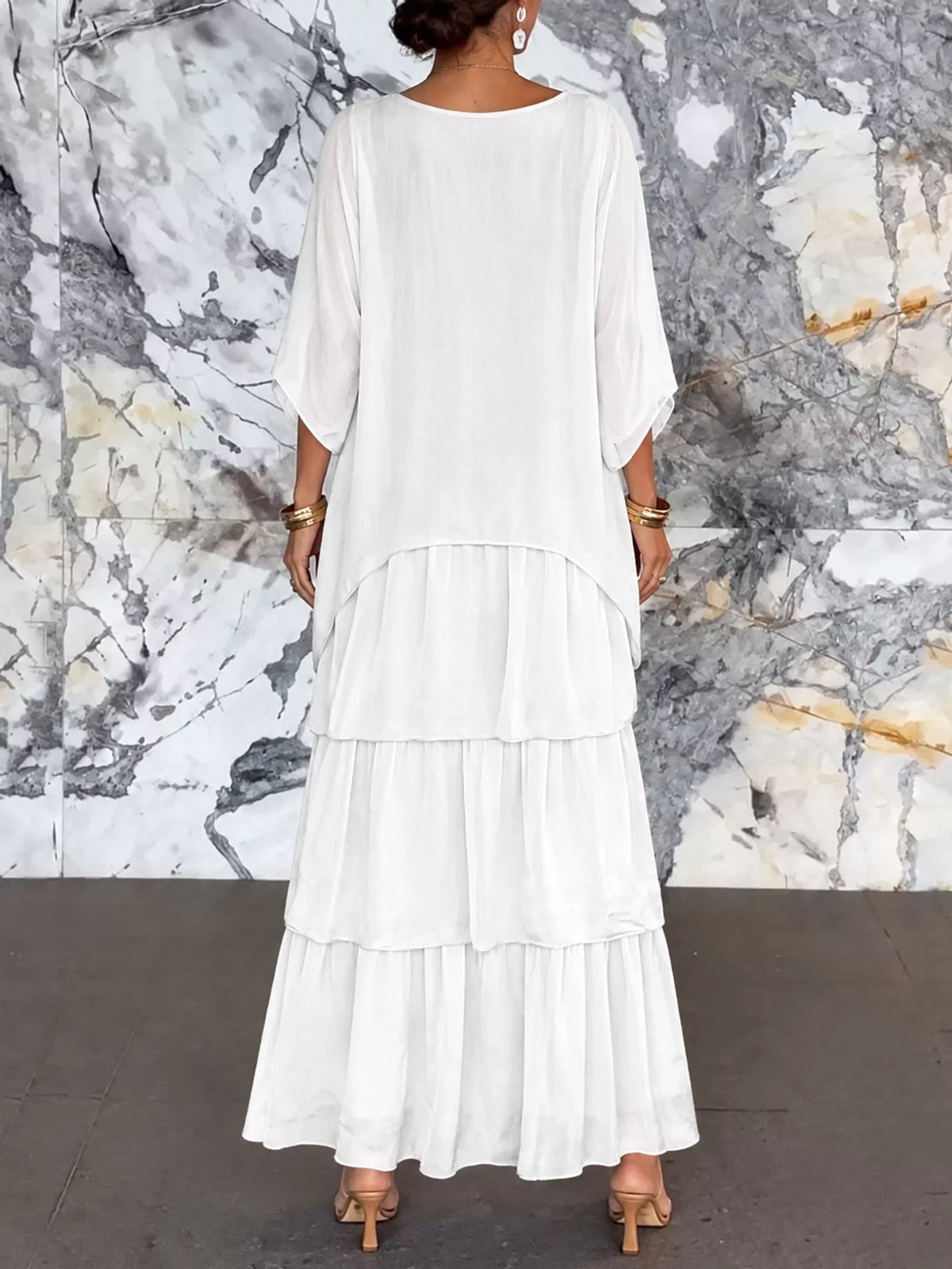 Layered maxi dress, white back