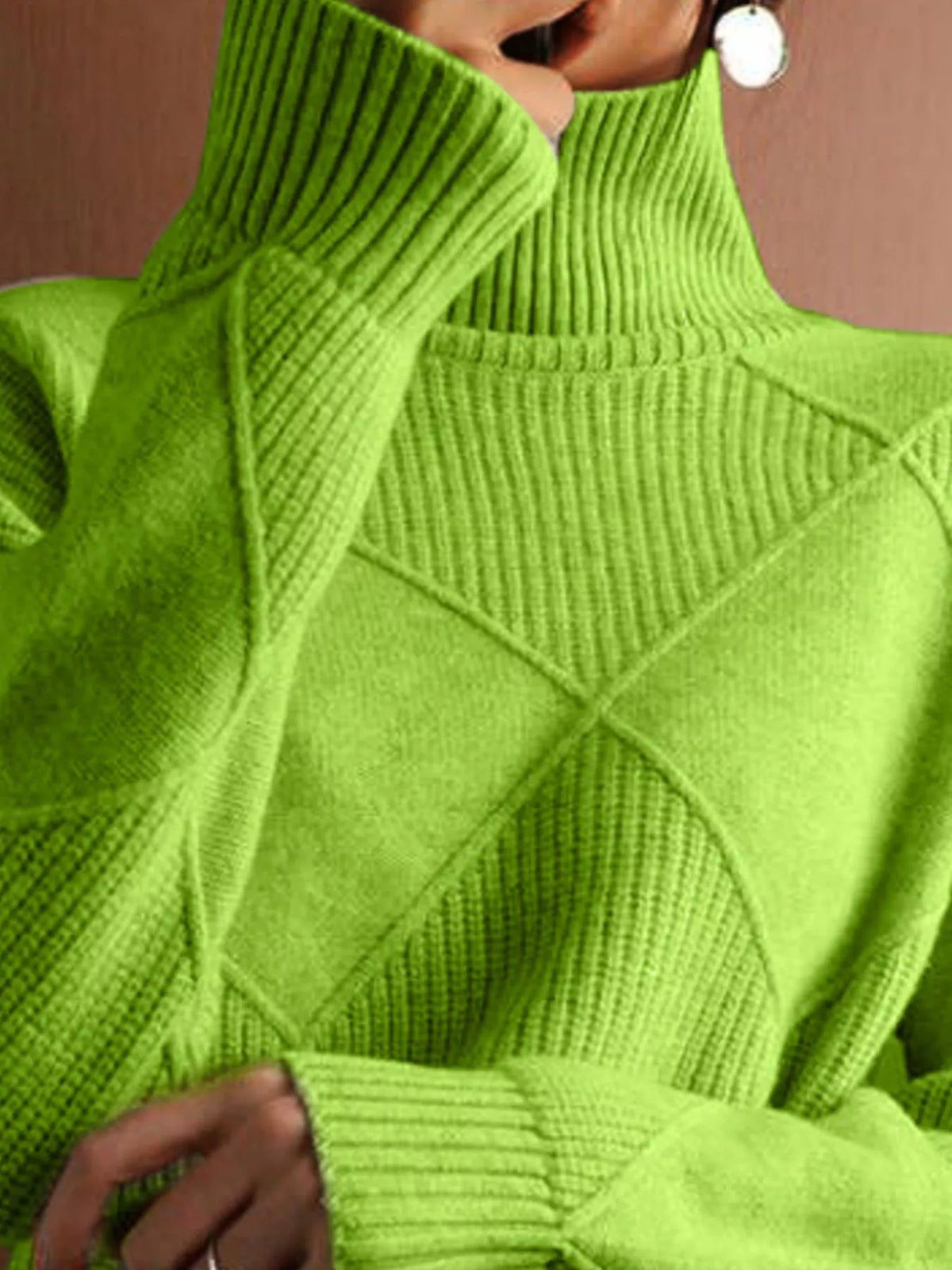Trendsi Argyle Pattern Turtleneck Sweater -