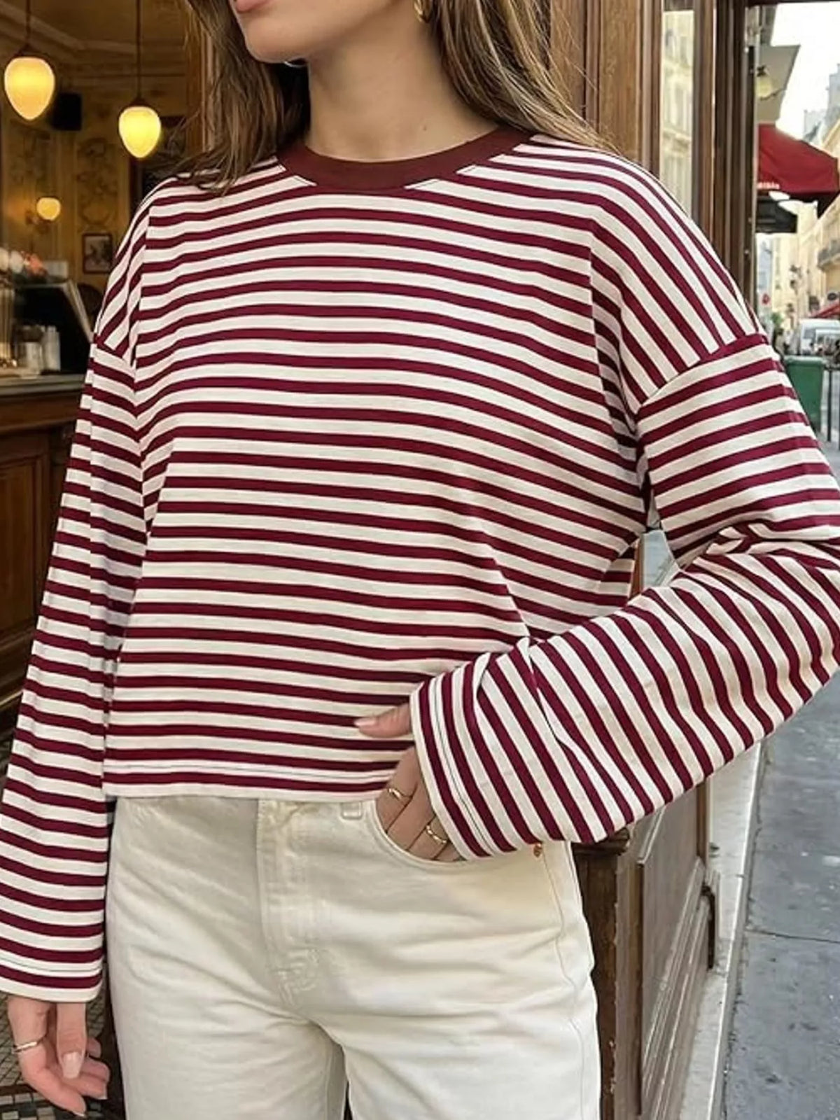 Long Sleeve Crew Neck T-Shirt — front view