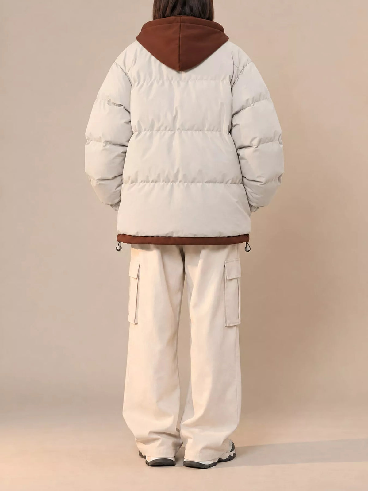 Zip-Up Hooded Puffer Jacket — back view