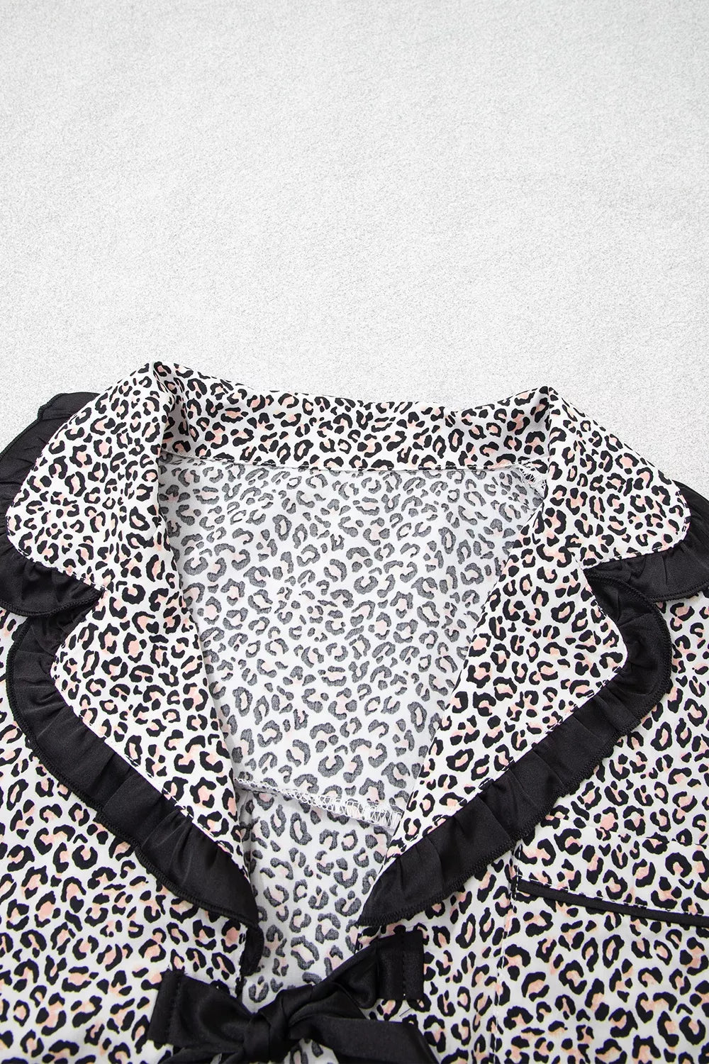 Trendsi Leopard Print Bow Knot Patchwork Long Sleeve Lounge Set -