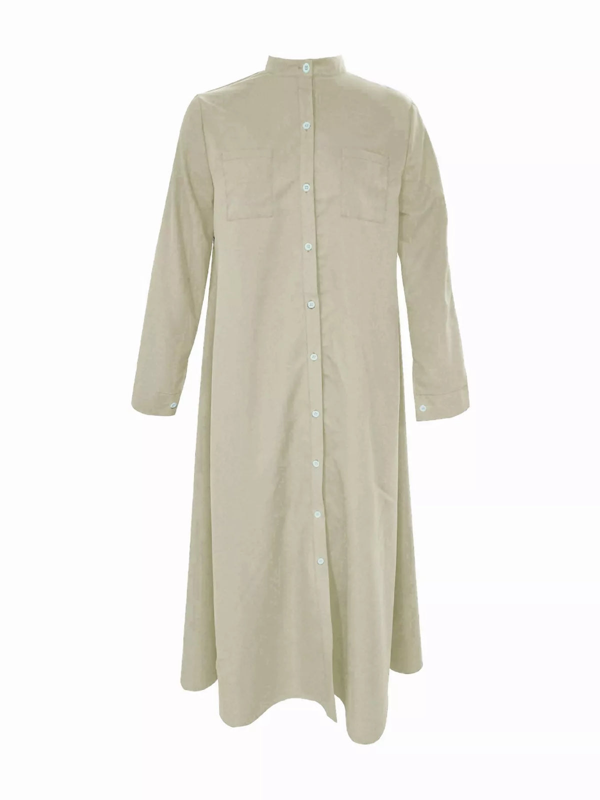 Mandarin neck long sleeve maxi dress, product view