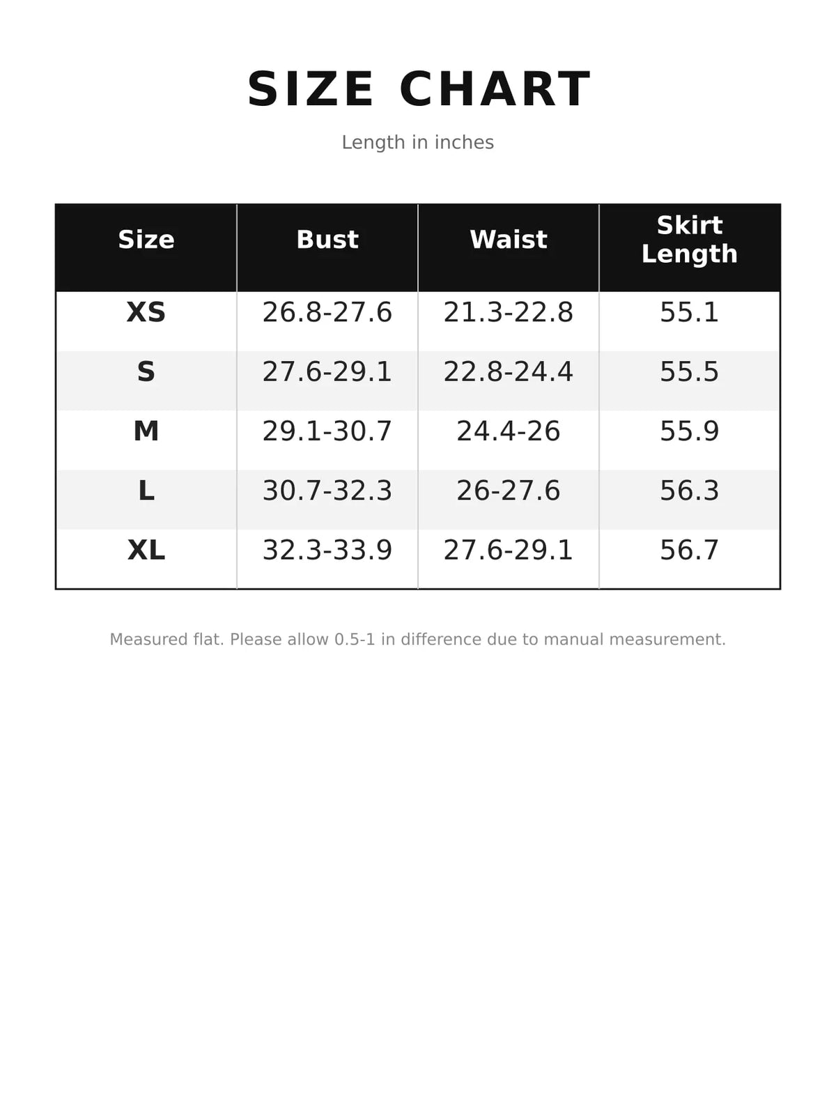 Size chart for halter neck high-slit maxi evening dress