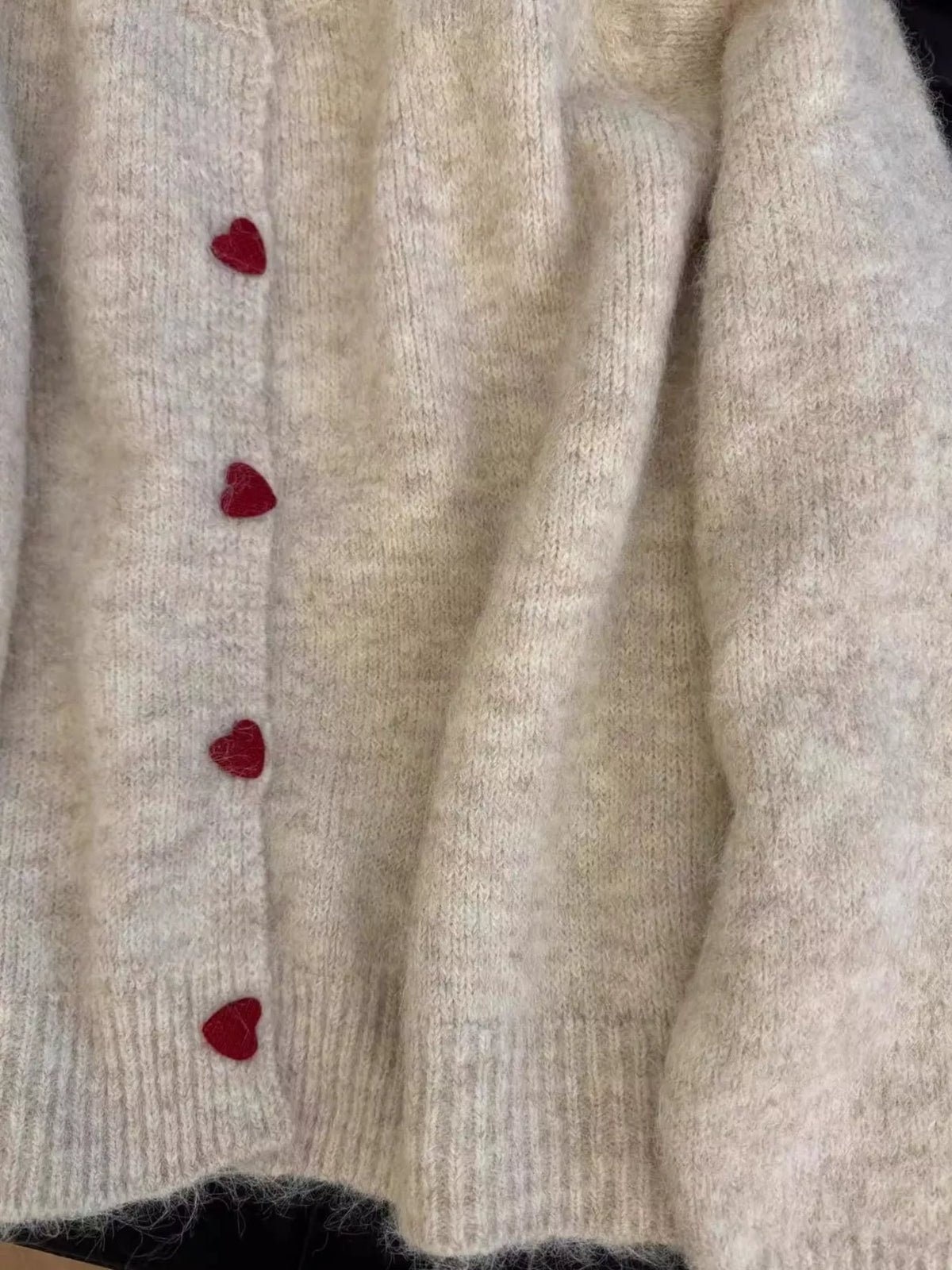 Heart Buttons Knit Cardigan — garment construction details