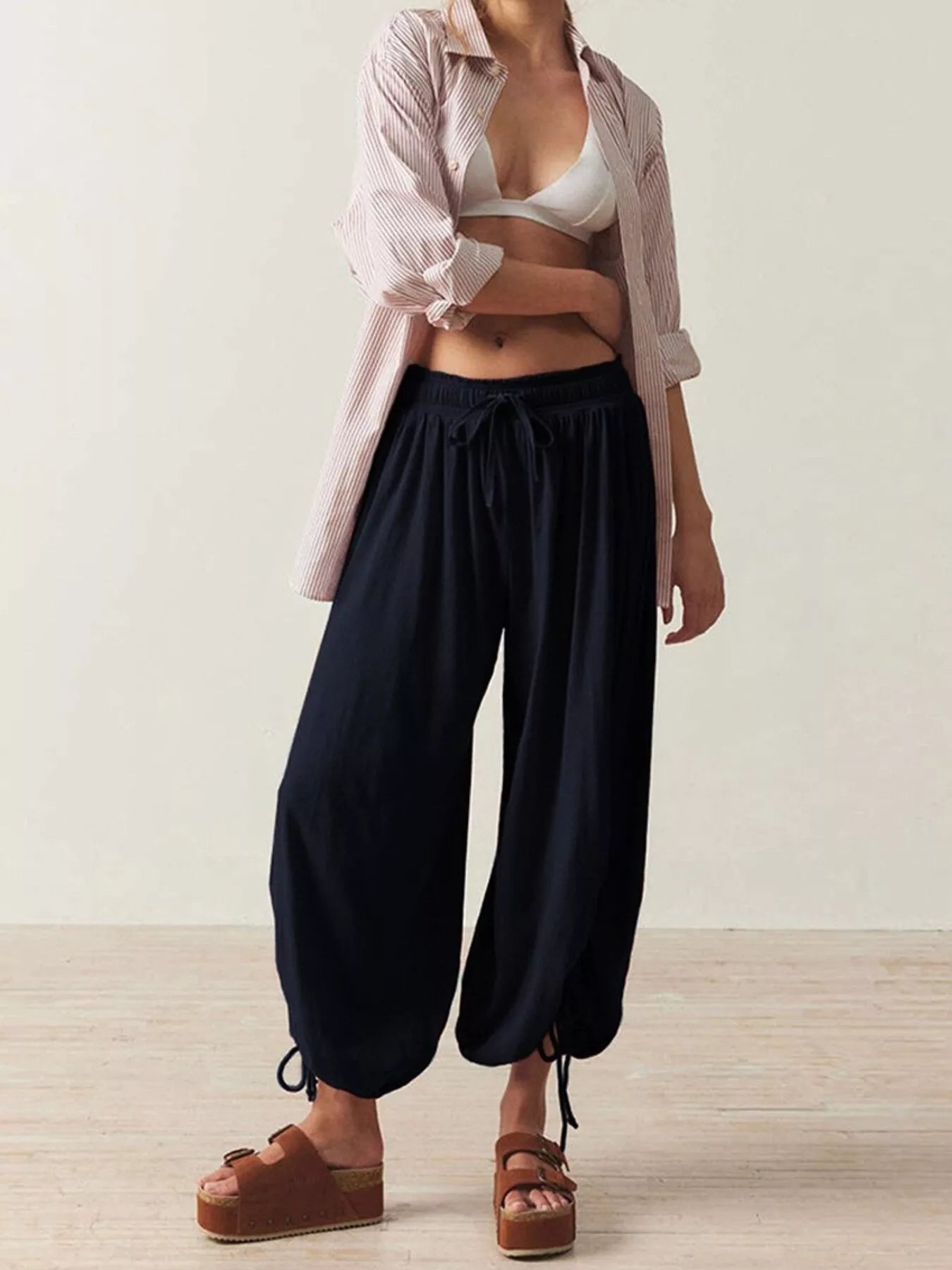 Trendsi Ruched Drawstring Harem Pants -