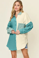 Trendsi Double Take Full Size Pocketed Texture Button Up Shirt -