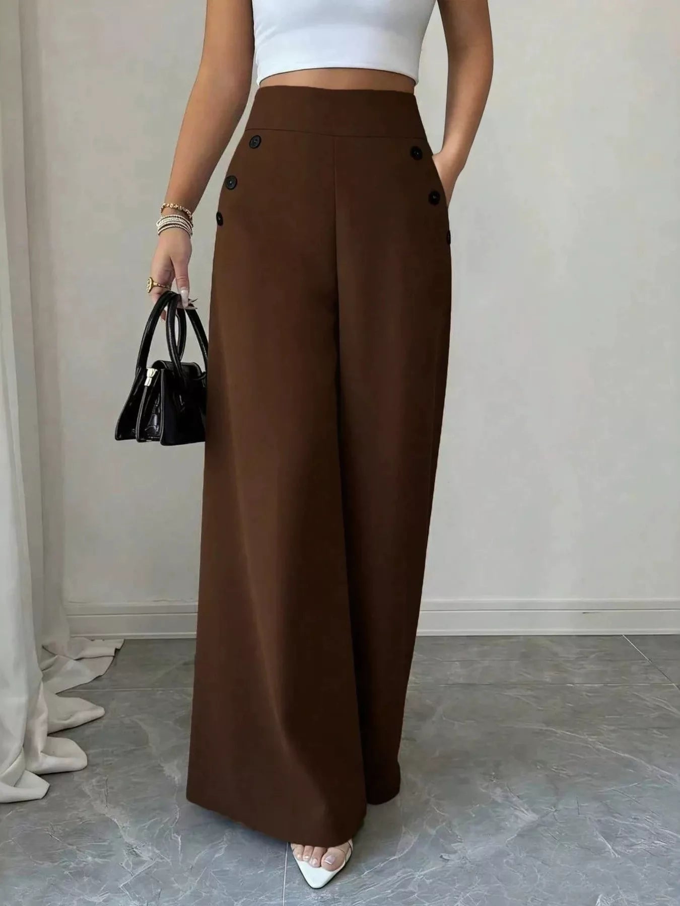 Trendsi High-Waisted Wide-Leg Pants -