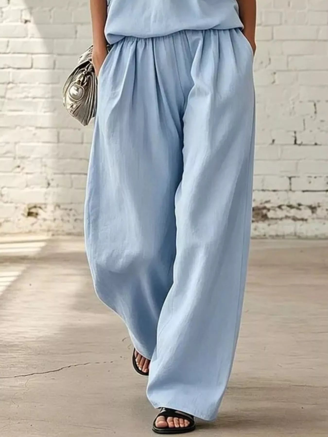 Trendsi Full Size Sleeveless Top and Wide-Leg Pants Set Plus Size -
